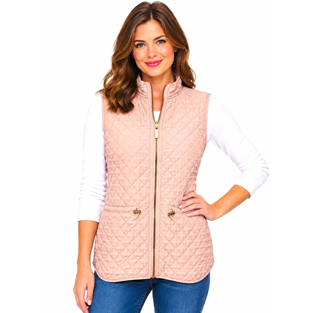 Chico's Zenergy Pink Quilted Zip Front Sleeveless Lined Vest Sz 4 US 20/22